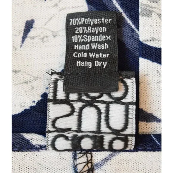 CLARA SUN WOO ABSTRACT FLORAL NAVY BLUE SHARKBITE HEM TUNIC - Picture 7 of 7